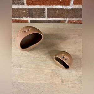 Vintage Robert Maxwell Set of 2 Beastie Critter Art Pottery Smoke Eyes Signed